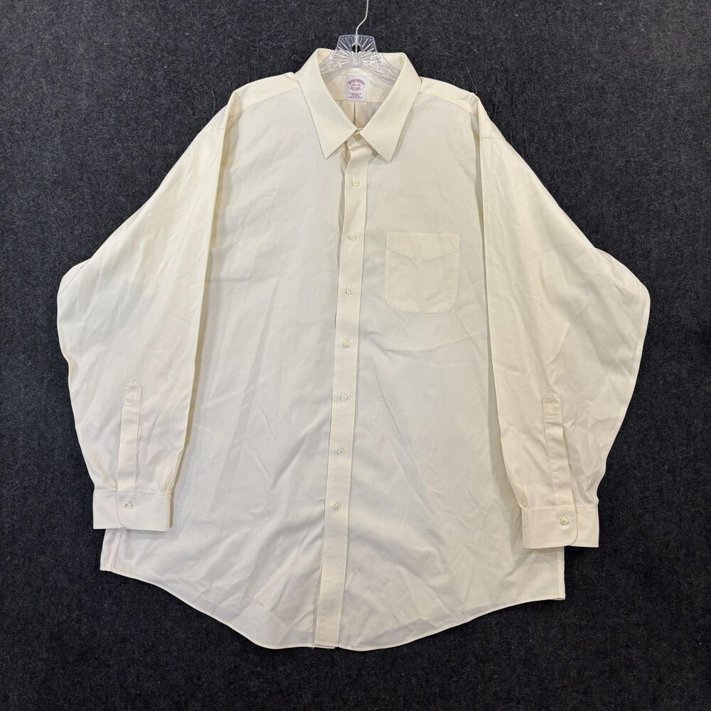 Brooks Brothers Shirt Men's 18.5 36/37 White Solid Non Iron Cotton Dress